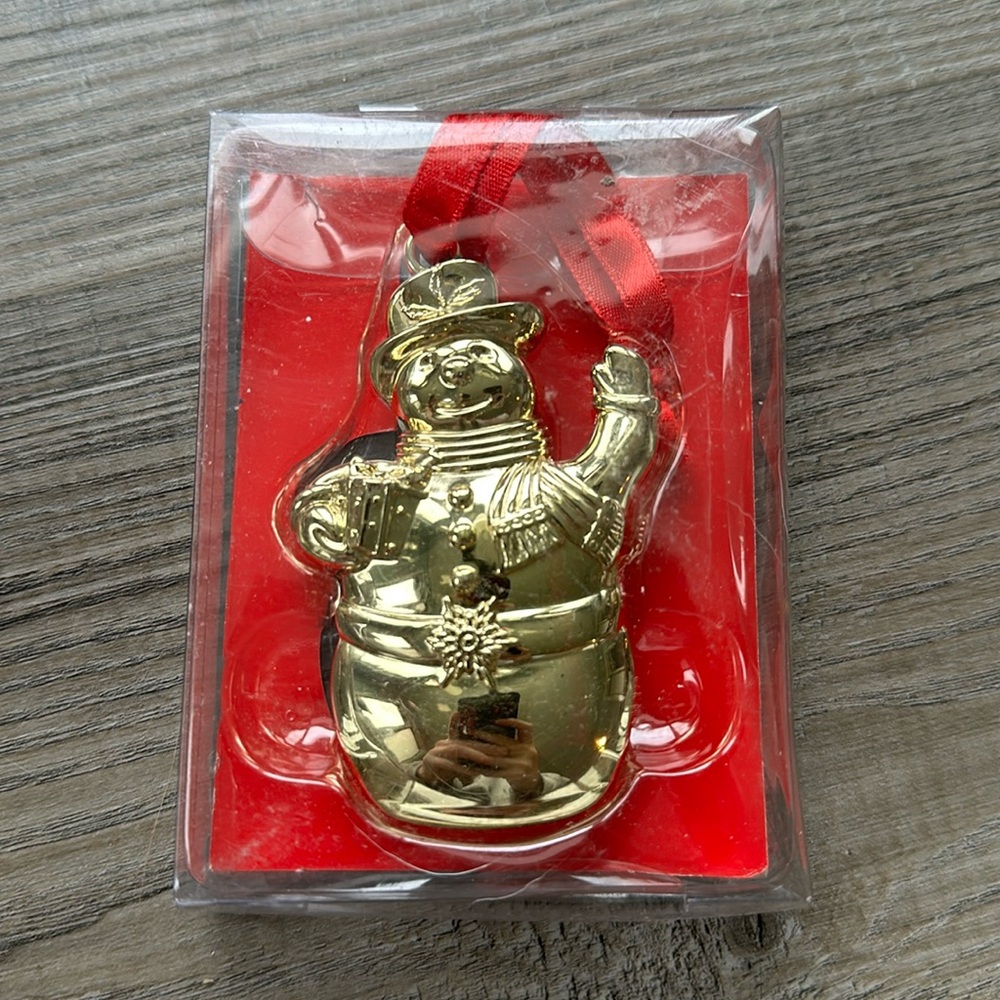 Brass Plated Snowman Ornament